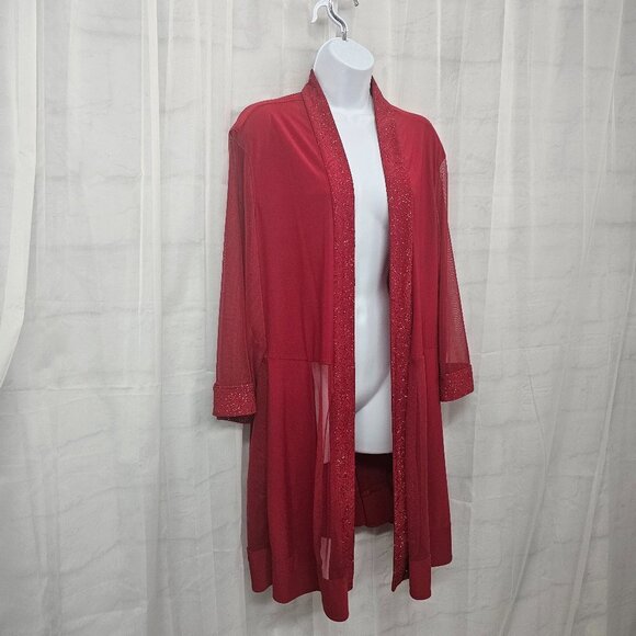 NWT R&M Richards Red Glittery Sheer Formal Romantic Mature Dress and Jacket 22W - Picture 8 of 16